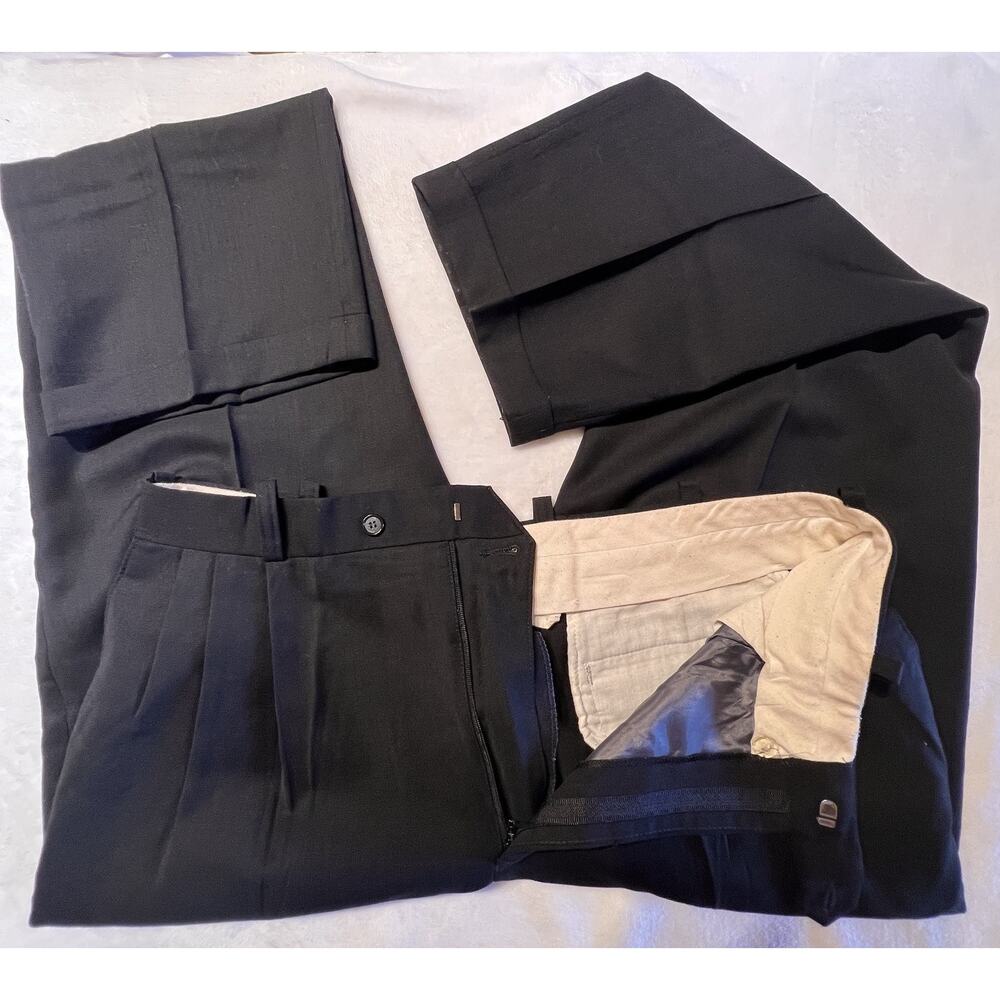 Vintage Dunleith 46L 39x30 Solid Black Twill Suit Unconstructed USA - Picture 8 of 16